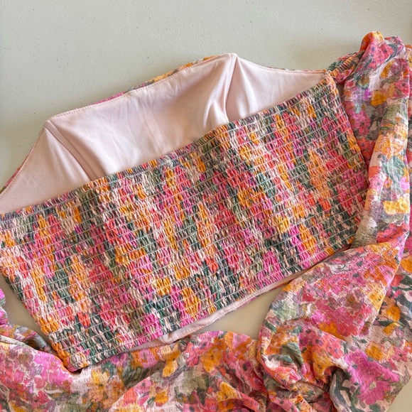 Wild Fable Pink Floral Corset Crop-top - Picture 7 of 8